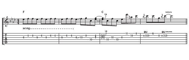 Leaving these major second interval notes to ring together is both a trademark of Gibbons' style and reminiscent of the first generation of bluesmen like John Lee Hooker