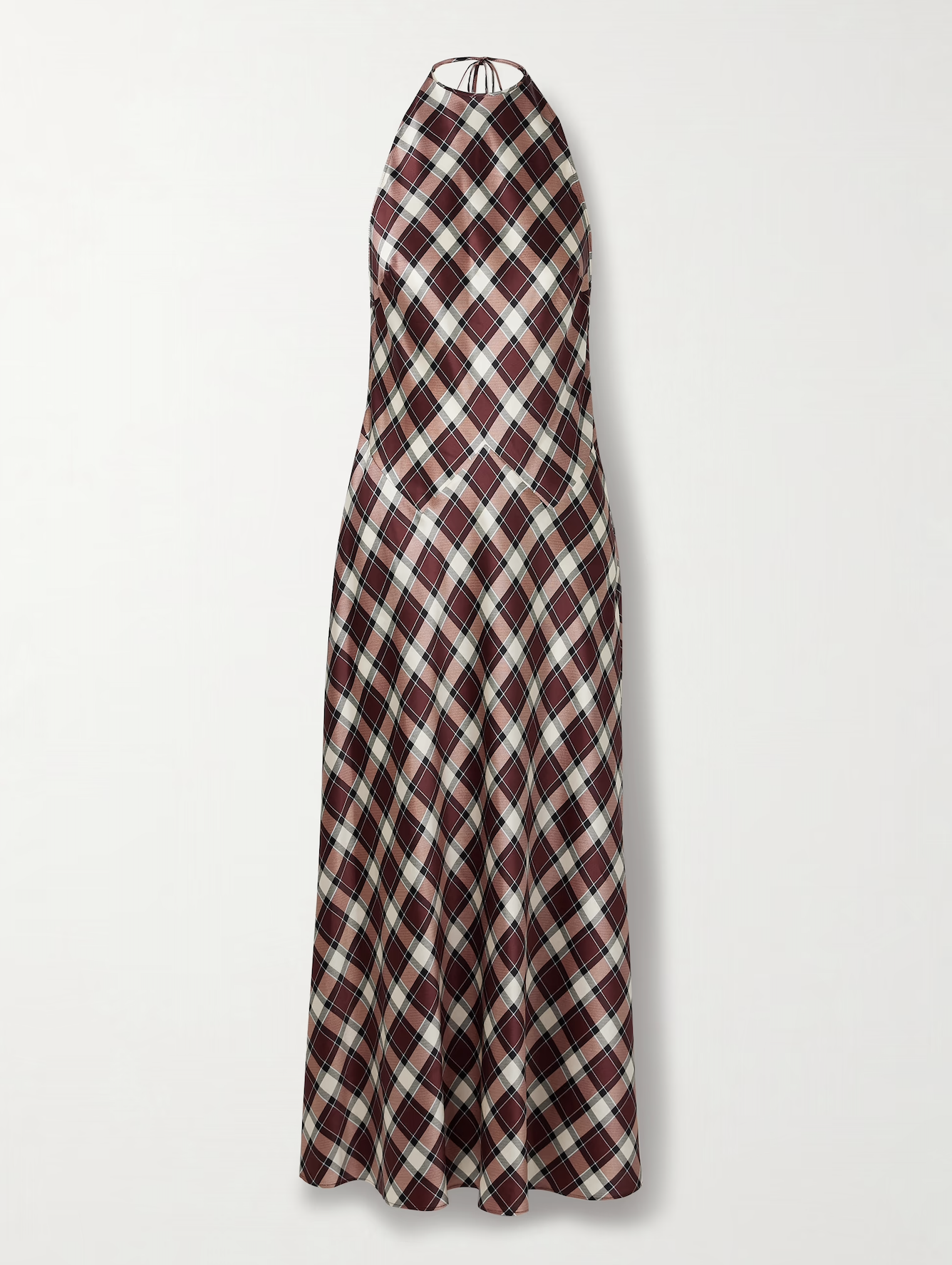 D&amp;Ocirc;EN, Maxime checked silk-satin halterneck maxi dress