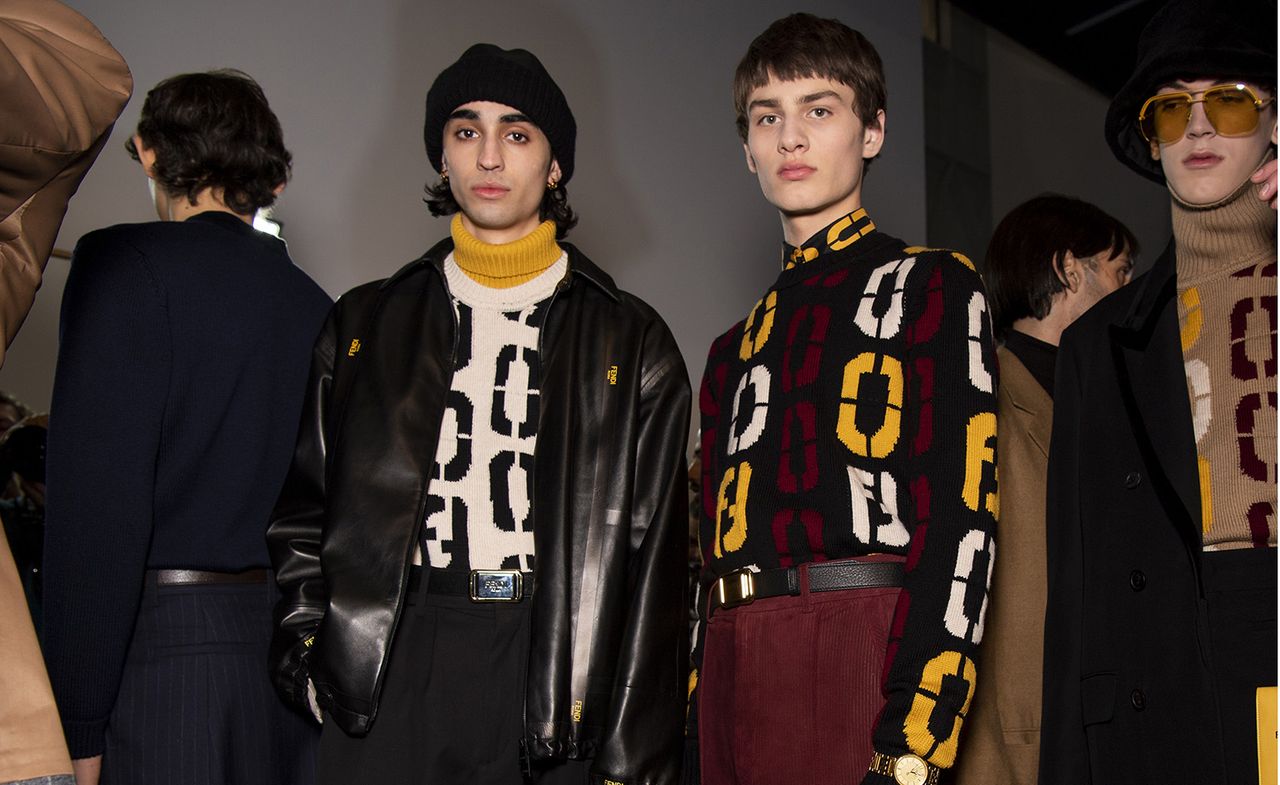 Models backstage at Fendi A/W 2020