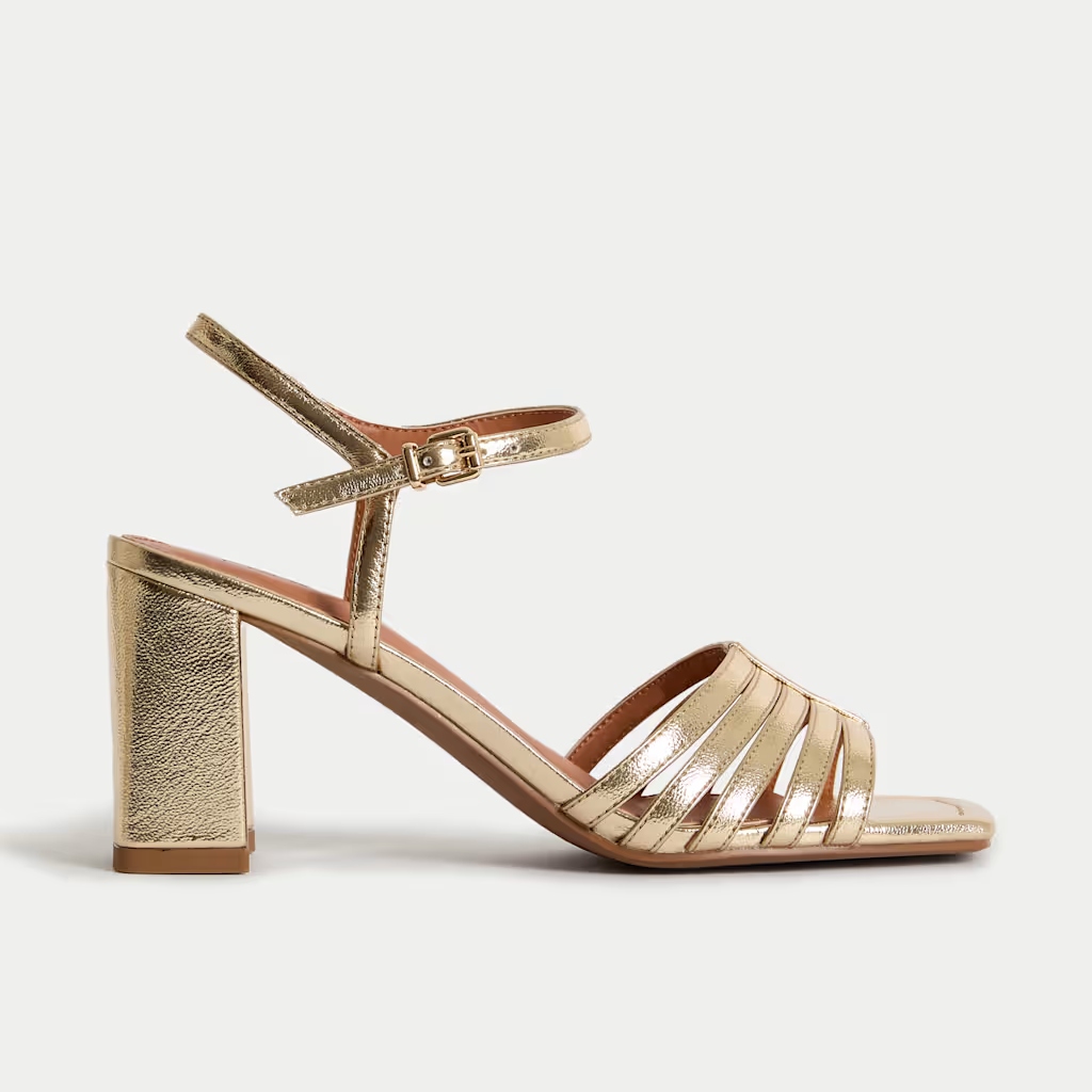 M&S Metallic Block Sandals