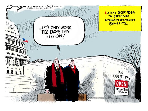 Political cartoon Congress unemployment benefits