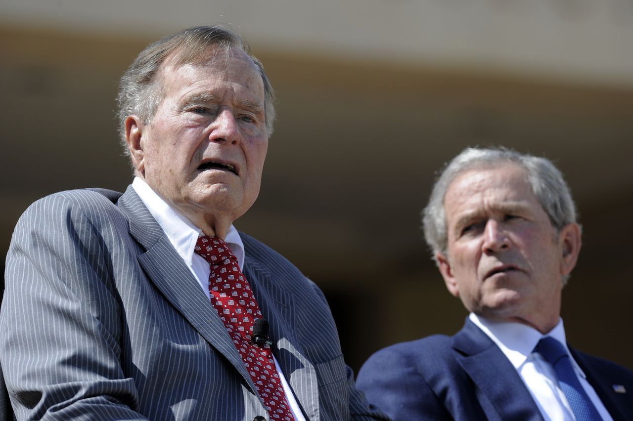 Former Presidents George H.W. Bush and George W. Bush.