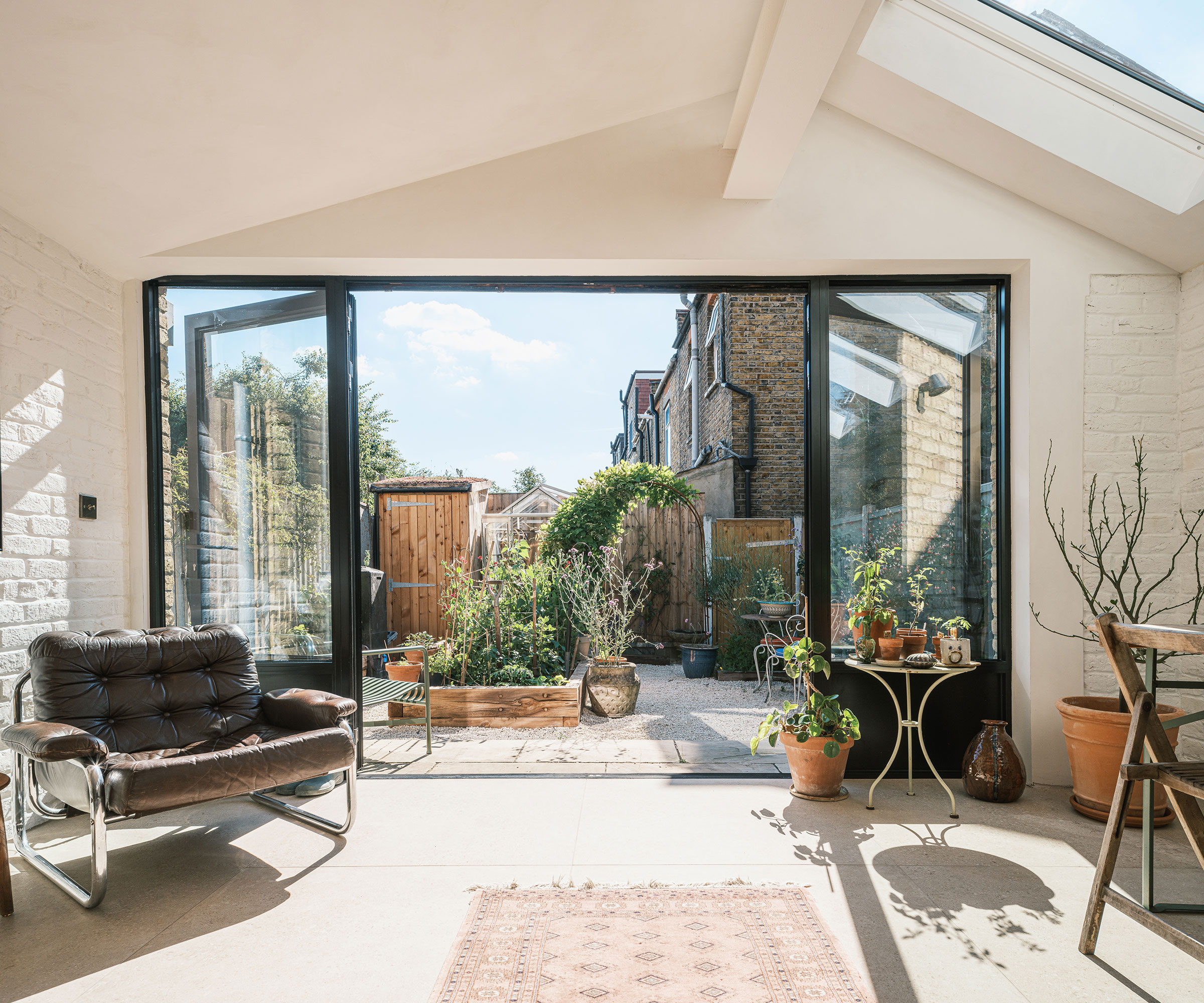 single storey side extension with bi fold doors and rooflights