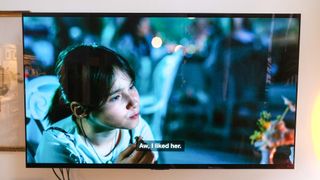 While showing the film Aftersun, the LG C2 OLED TV has glare on the right side of the screen