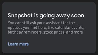 Google Assistant Snapshot notice