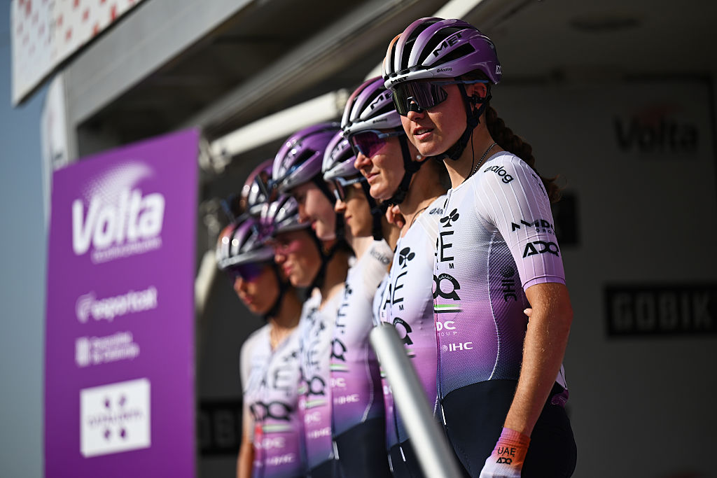 Paula Blasi of Spain and UAE Team ADQ prior to the 5th Volta Ciclista a Catalunya Femenina 2026, Stage 2 a 130km stage from Sant Vicenc de Castellet to La Molina