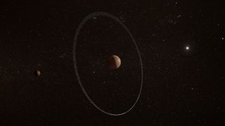 An artist's impression of the dwarf planet Quaoar, located beyond Neptune