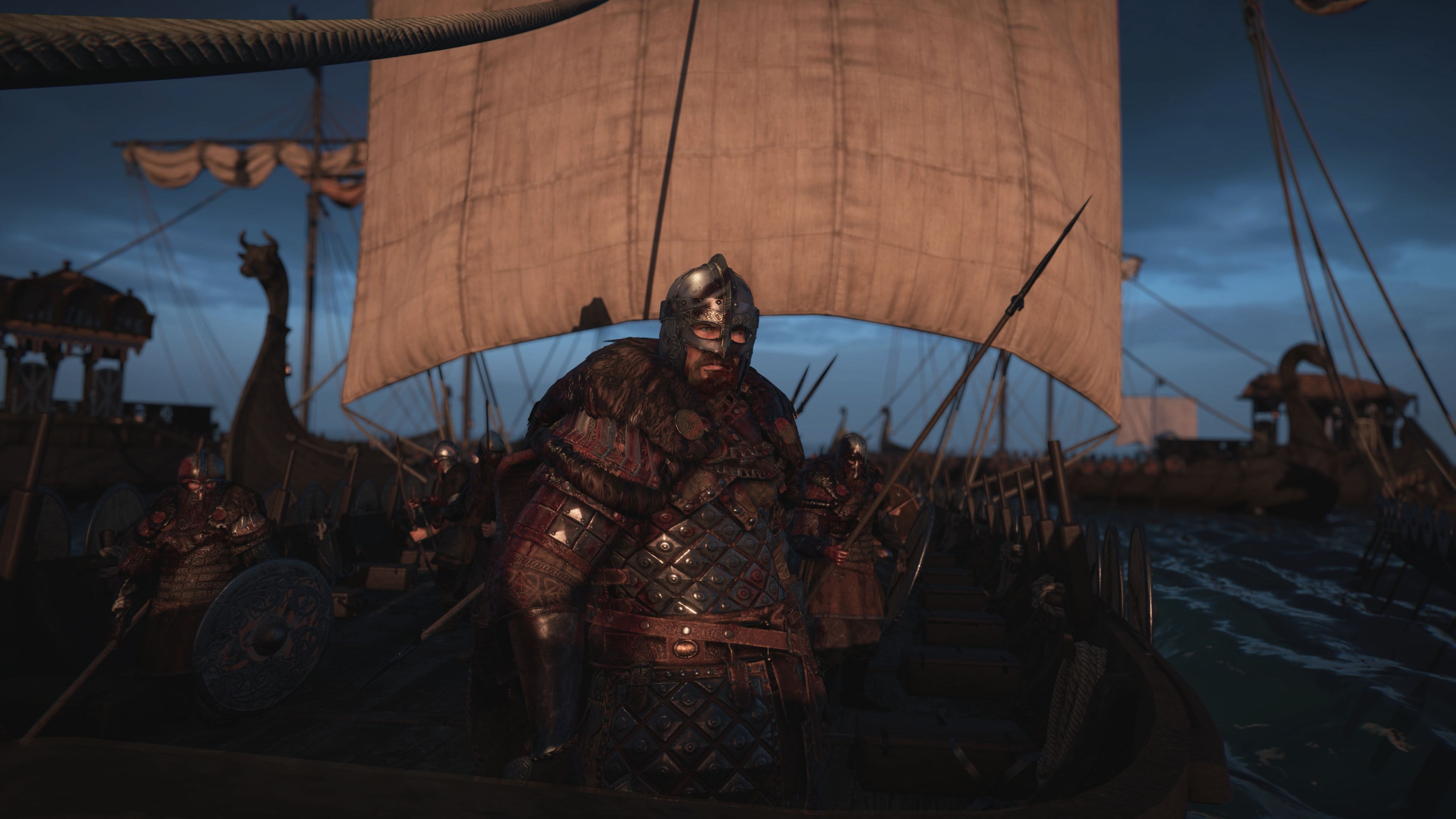 A nordic warrior standing on a ship