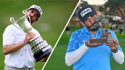 A split screen of Matthieu Pavon's first DP World Tour win (left) and his debut PGA Tour win (right)