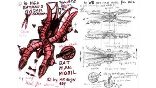 HR Giger Batmobile; a sketch by HR Giger for a Batman car