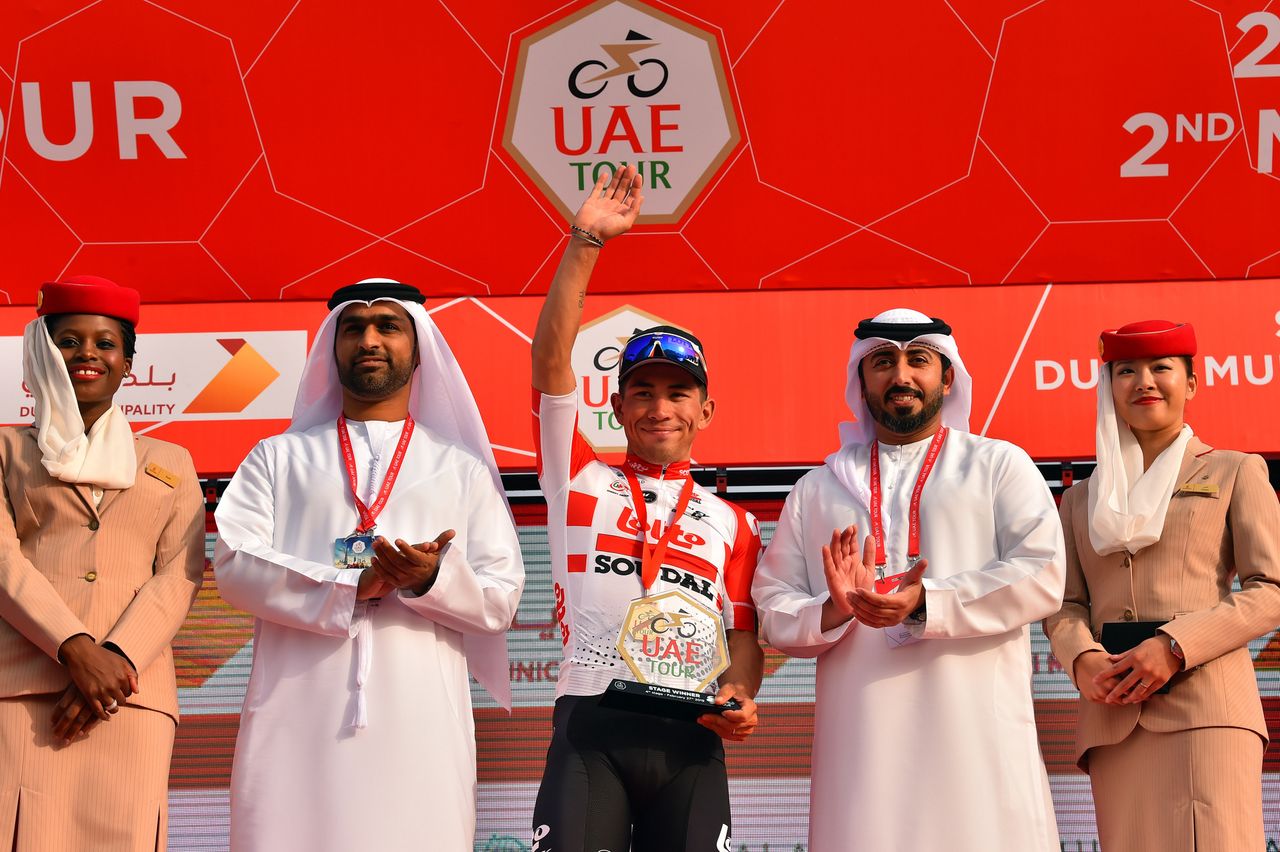 Caleb Ewan on the podium