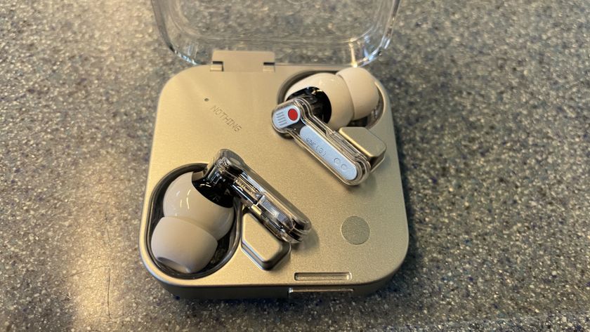 Nothing Ear (3) being tested on a commuter train late at night