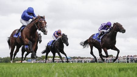 Ryan Moore riding Delacroix win The Coral Eclipse from William Buick and Ombudsman at Sandown Park