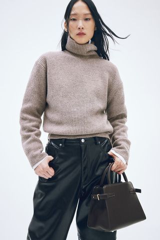 Rib-Knit Polo-Neck Jumper