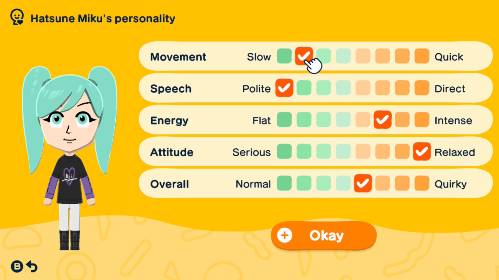 Values that make a softie personality type in Tomodachi Life Living the Dream