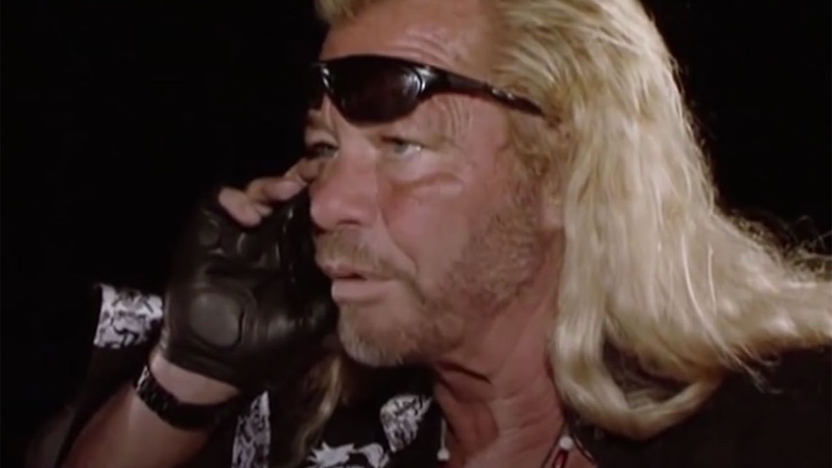 Dog the Bounty Hunter on the phone in episode screenshot, A&amp;E