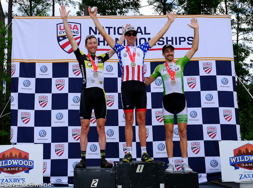 Men&rsquo;s podium (L to R) Jeremiah Bishop (Topeak Ergon-Canyon) 2nd, Todd Wells (SRAM-TLD-Scott) 1st, Ryan Woodall (Top Gear) 3rd