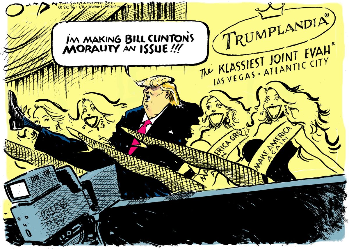 Political cartoon U.S. Donald Trump Bill Clinton Morality | The Week