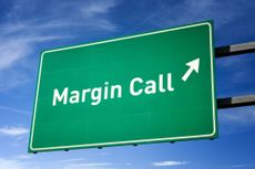 Margin call and arrow pointing to the right on highway sign