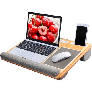 laptop with mobile phone and mouse