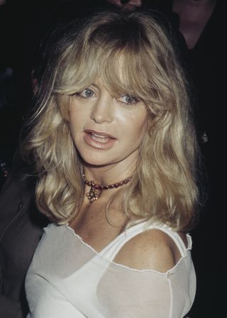 American actress Goldie Hawn attends the Donna Karan Spring 1996 fashion show, USA, 1995