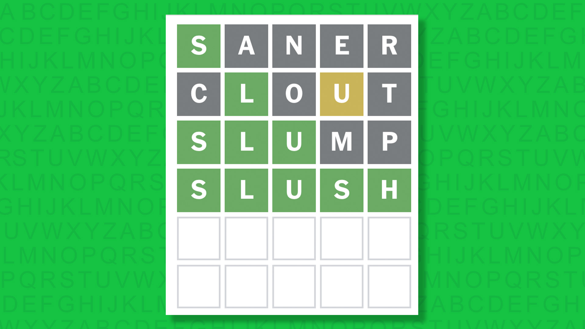 NYT Wordle answer for game 1869 on a green background