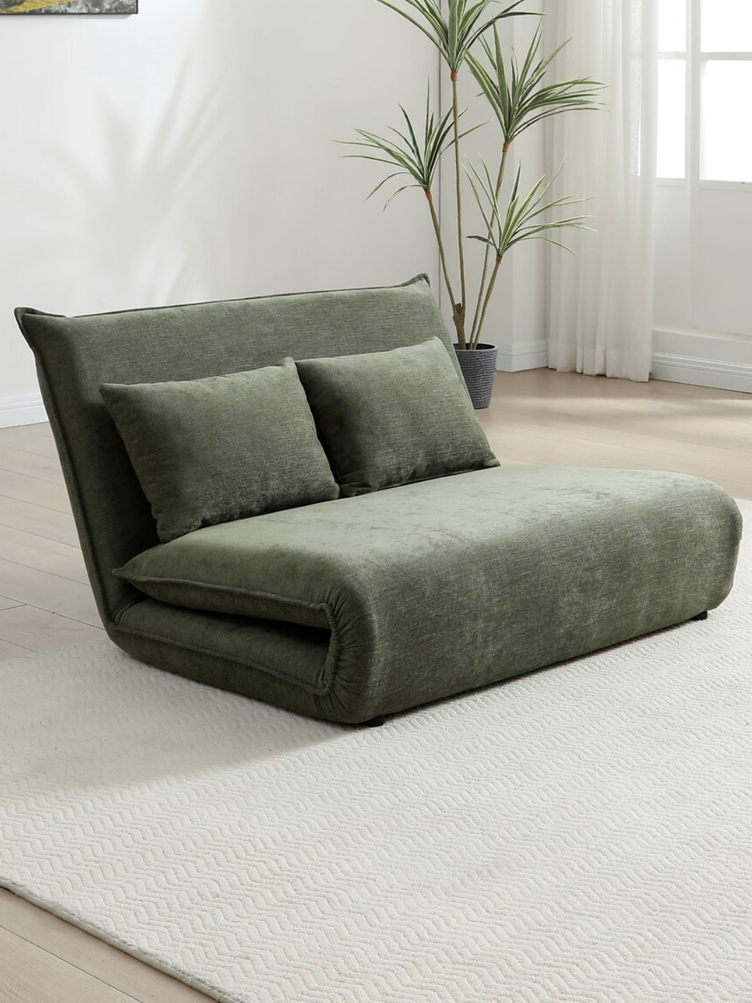 Olive green click-clack sofa bed