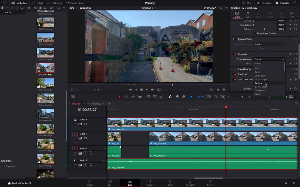 Composite preview mode in DaVinci Resolve