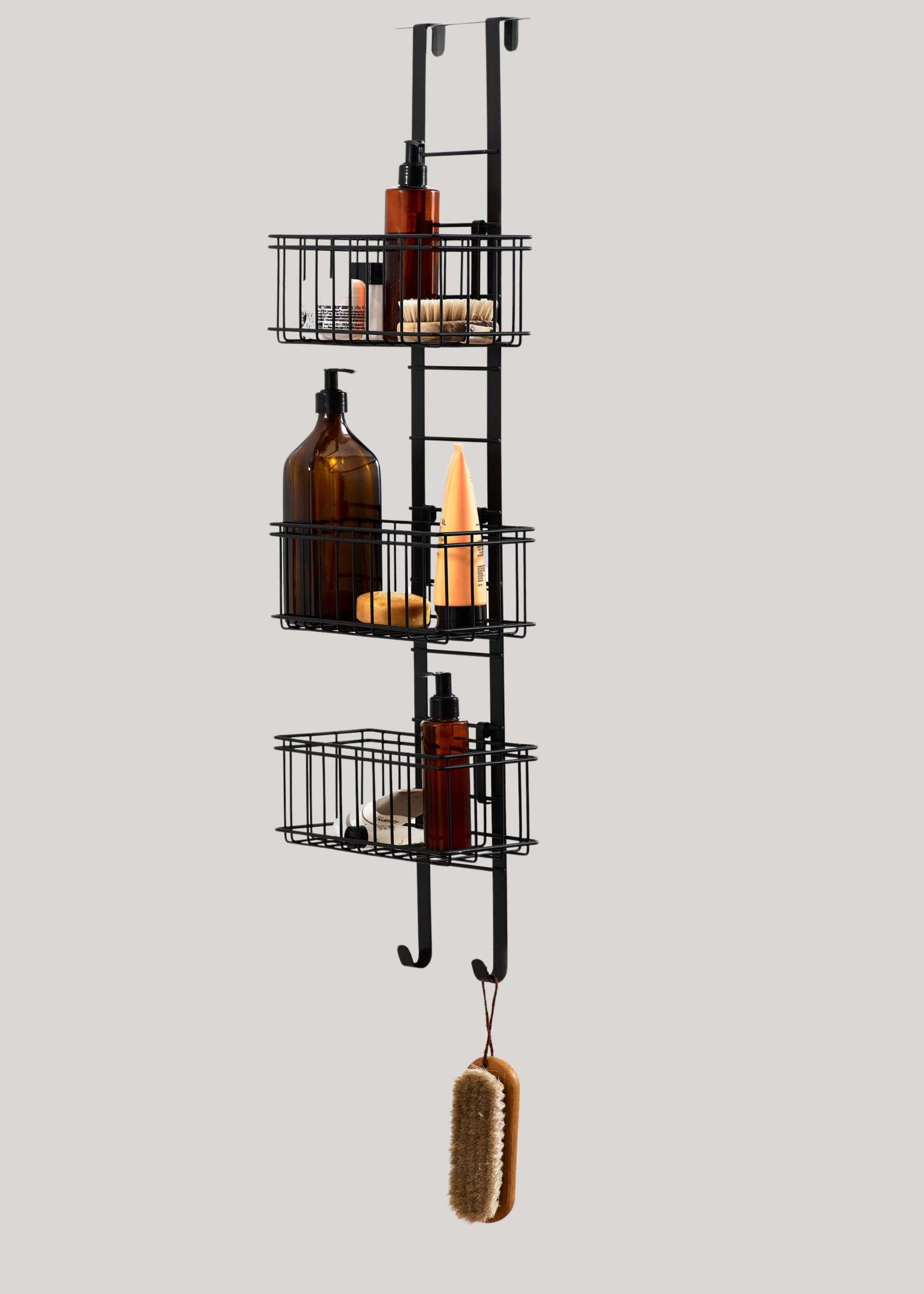 Black Adjustable Shelf Shower Caddy