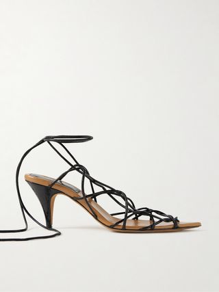 Arden Crinkled Patent-Leather Sandals