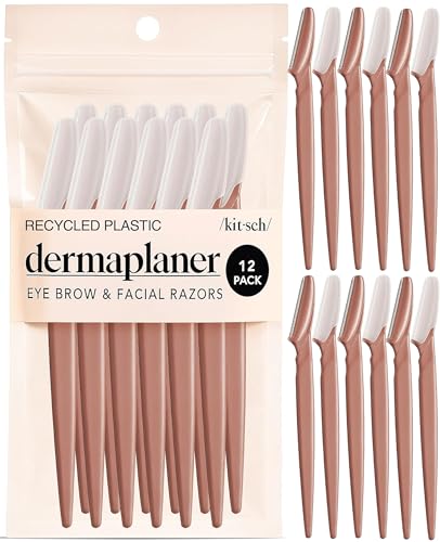 Kitsch Dermaplane Razor for Women Face &amp;ndash; Face Razors for Women &amp;amp; Men, Eye Brow Razors &amp;amp; Face Shaver &amp;ndash; Exfoliating Facial Razor &amp;amp; Dermaplaner as Skin Care Tool for Smoother Skin - Terracotta, 12 Pcs