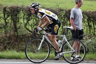 Jan Bakelants (Topsport Vlaanderen - Mercator) out the back after some mechenical problems.