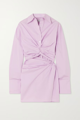 Digital Lavender Color Trend 2023 | Anna Quan Lola Gathered Cutout Stretch-Cotton Mini Shirt Dress