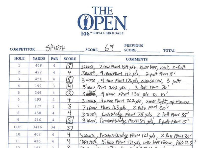 Jordan Spieth&#039;s Open Final Round Notes