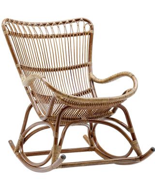 Rattan outdoor rocking chair by Pottery Barn