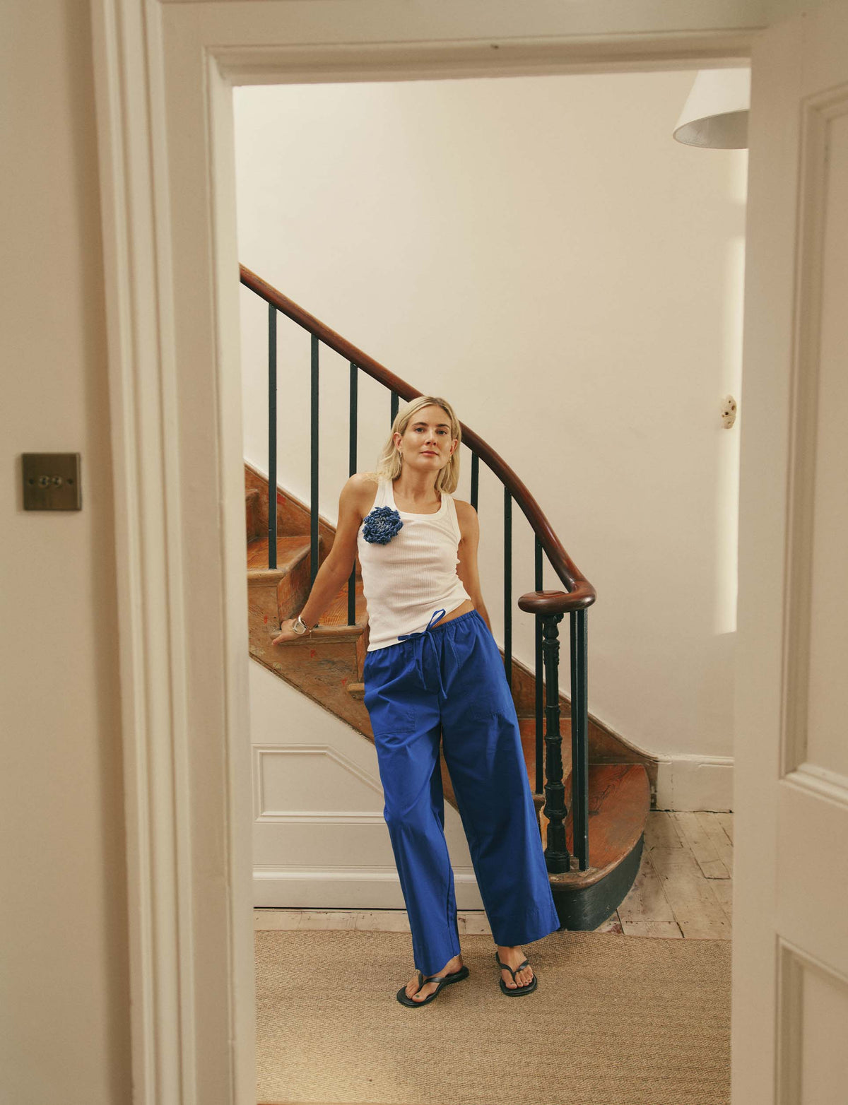 Sifnos Trousers: Fine Poplin, Cobalt Blue X Lucy Williams