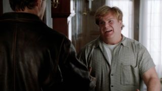 Tommy beaming at his new brother in Tommy Boy.