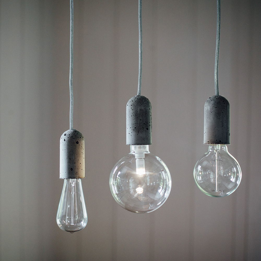 olive and the fox concrete bulb pendants