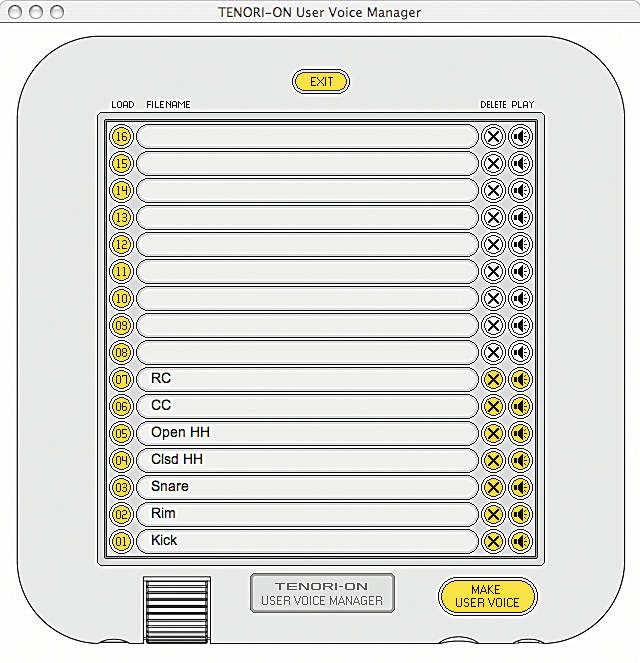 A software application - the Tenori-on Voice Manager - is supplied.