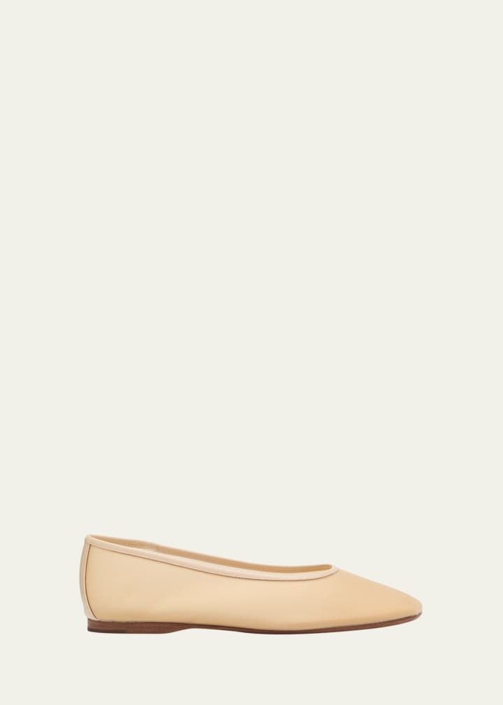 Leah Mesh Square-Toe Ballerina Flats