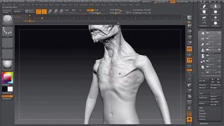 sculpting an alien torso