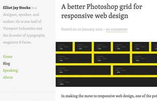 Elliot Jay Stocks' simple responsive Photoshop grid will form the basis for our grid system