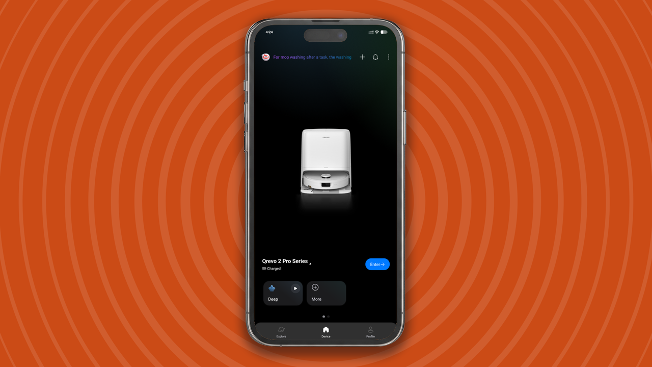 App home screen for Roborock Qrevo 2 Pro