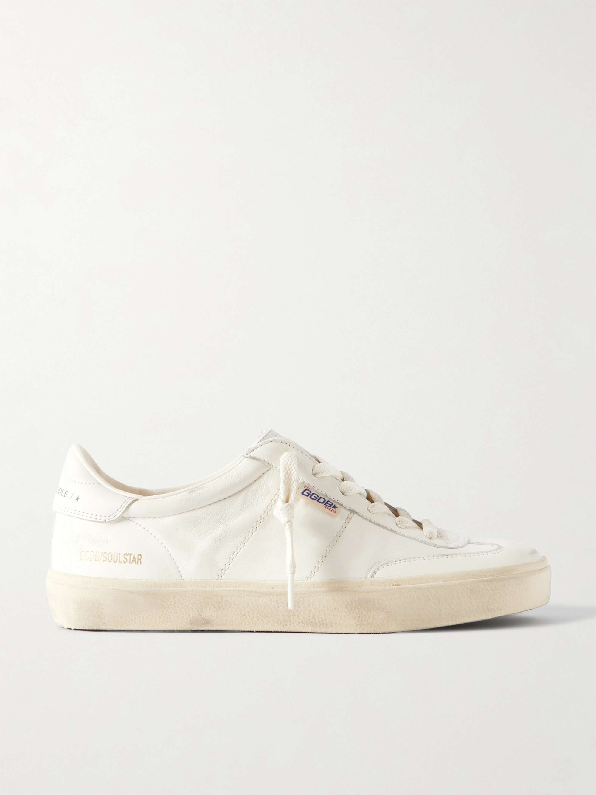 Soul-Star Logo-Print Distressed Leather Sneakers