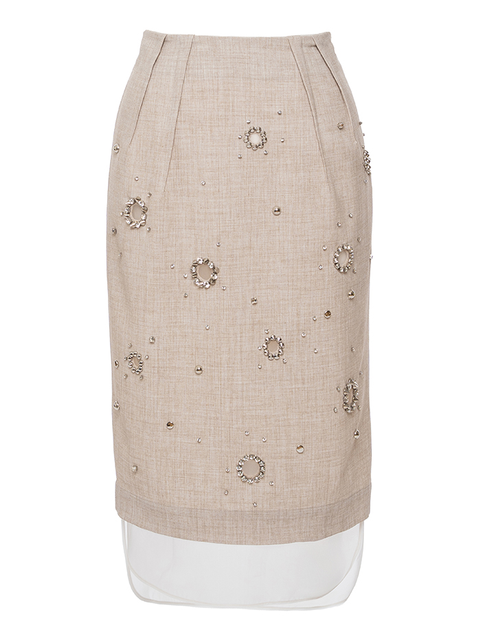 DES_PHEMMES, Embellished Pencil Skirt