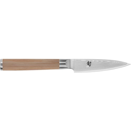 Shun Classic Blonde 3.5&quot; Paring Knife, Handcrafted Japanese Vegetable &amp;amp; Fruit Knife, Vg-Max Core With Damascus Stainless Steel Cladding, Pakkawood Handle, Small Tool for Peeling, Coring &amp;amp; Cutting