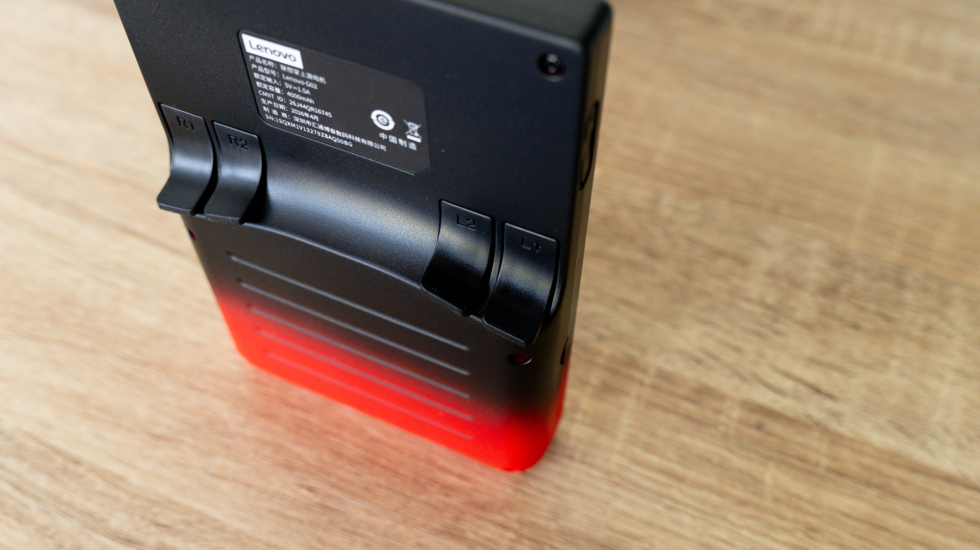 Lenovo G02 retro games handheld from China (in red and black)