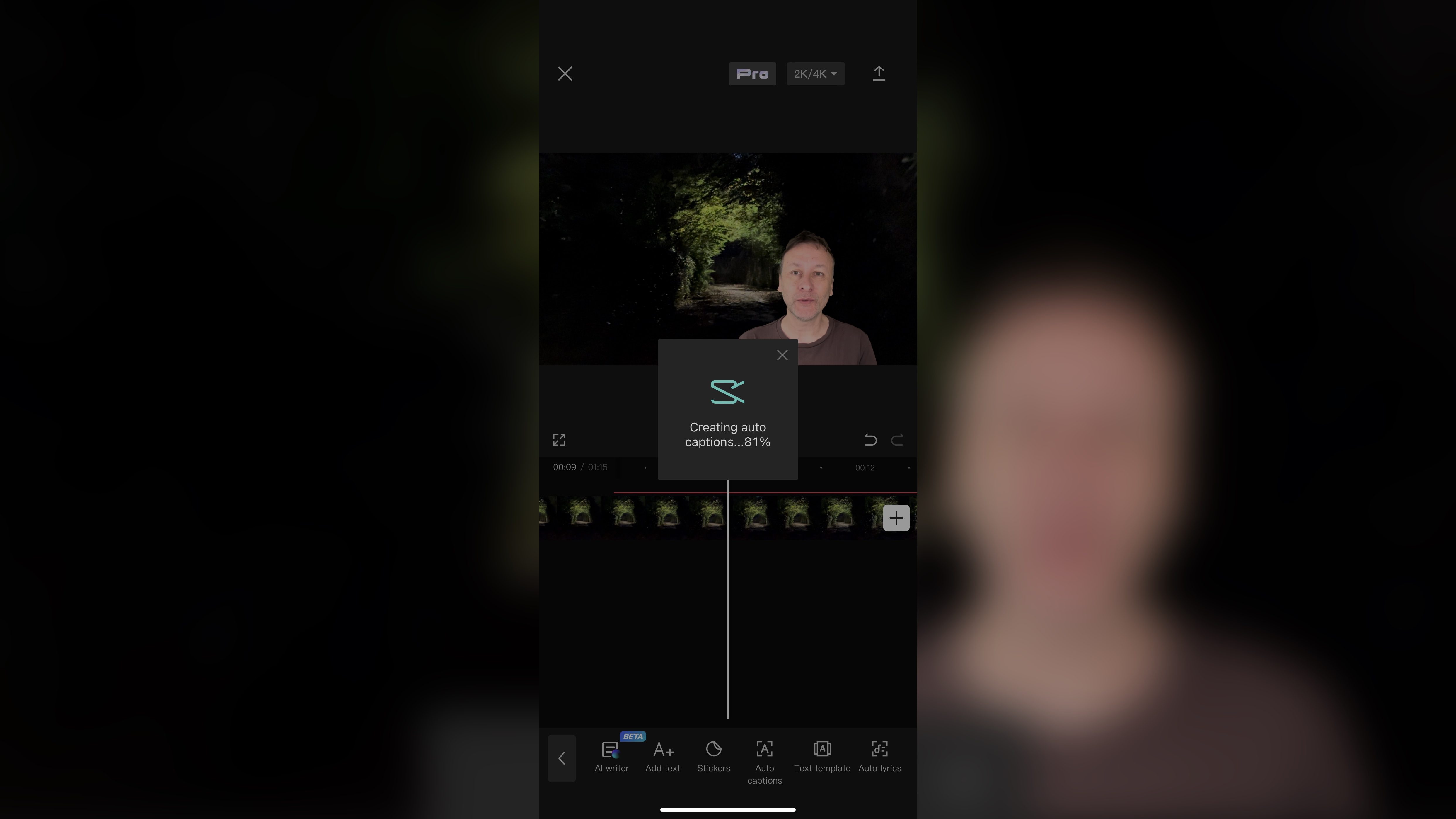 CapCut mobile video editing app during our testing