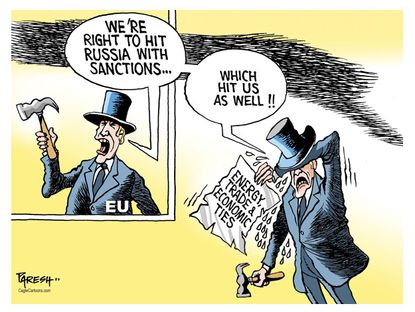 Political cartoon Russia sanctions EU world