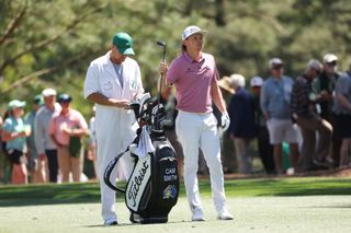 Smith with his caddie at Augusta National